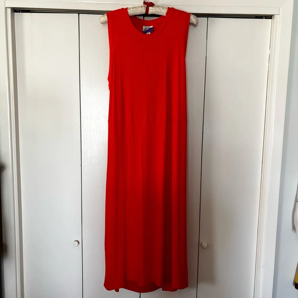 NWT Future Collective Red Orange Midi Dress Open Back Cutout XL 1X Casual - Picture 2 of 10